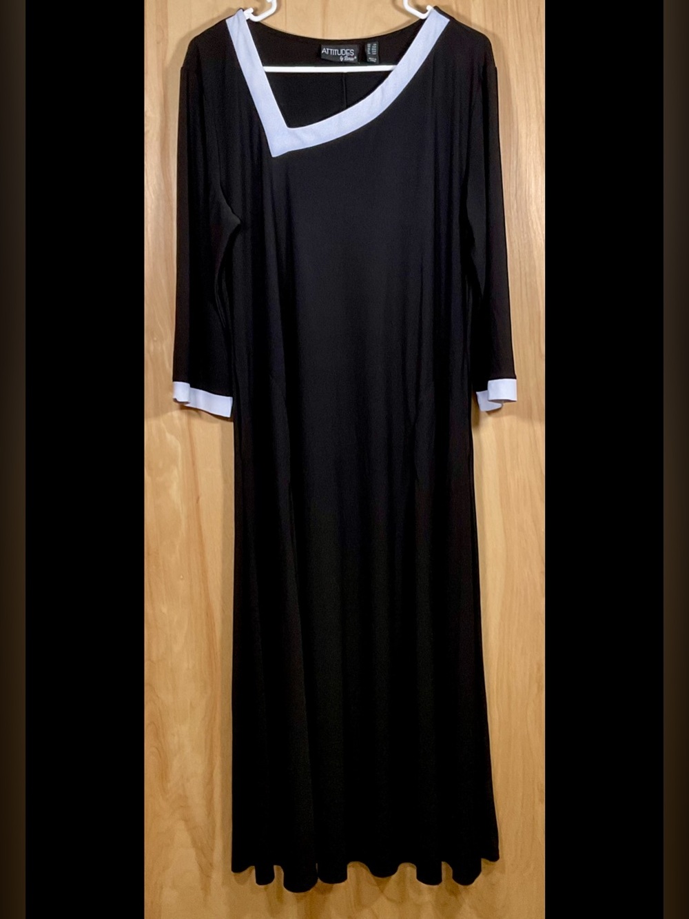 Attitudes by Renee Black Petite Como Jersey Asymmetric Neck Maxi Dress - EUC